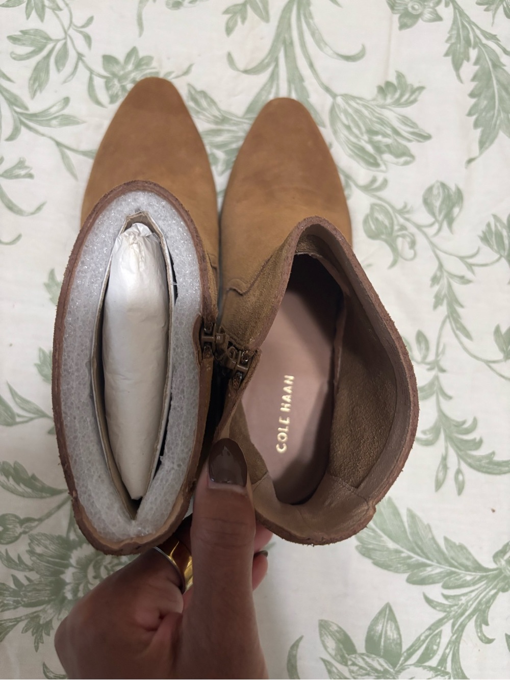 Cole Haan Chestnut Suede Pointed Toe Ankle Booties - Picture 4 of 6
